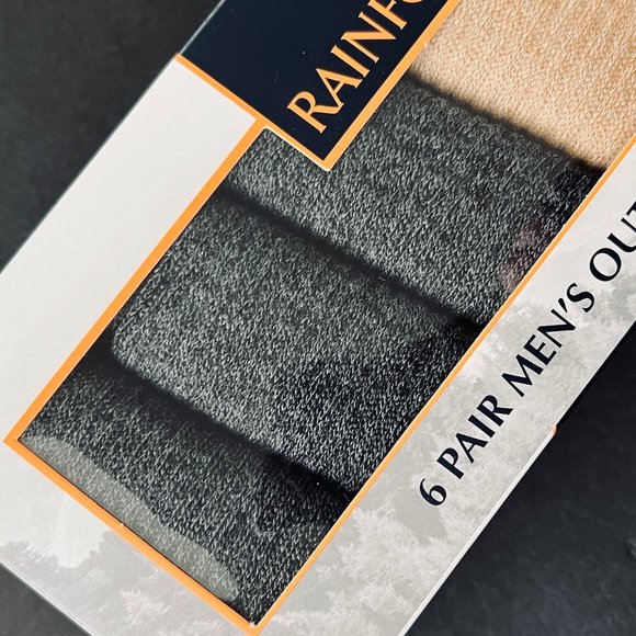 RAINFOREST Men's 6 Pair Outdoor Crew Socks NIB - Picture 2 of 5